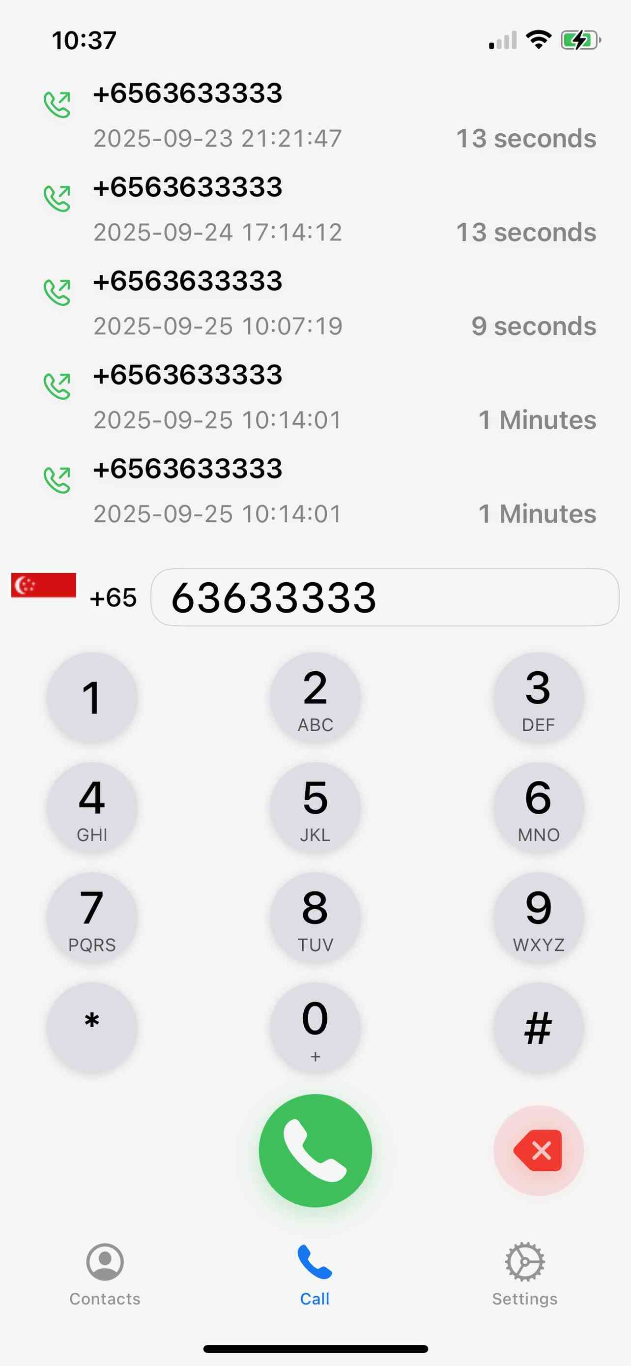 CallYou international calling app screen