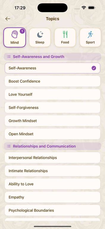 WellHabit screenshot 2 – iOS habit tracker and self care app interface